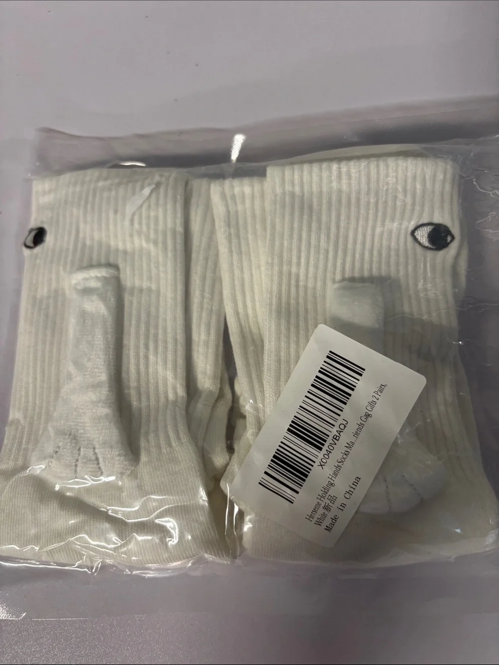 White  Crew Socks with Eye Detail